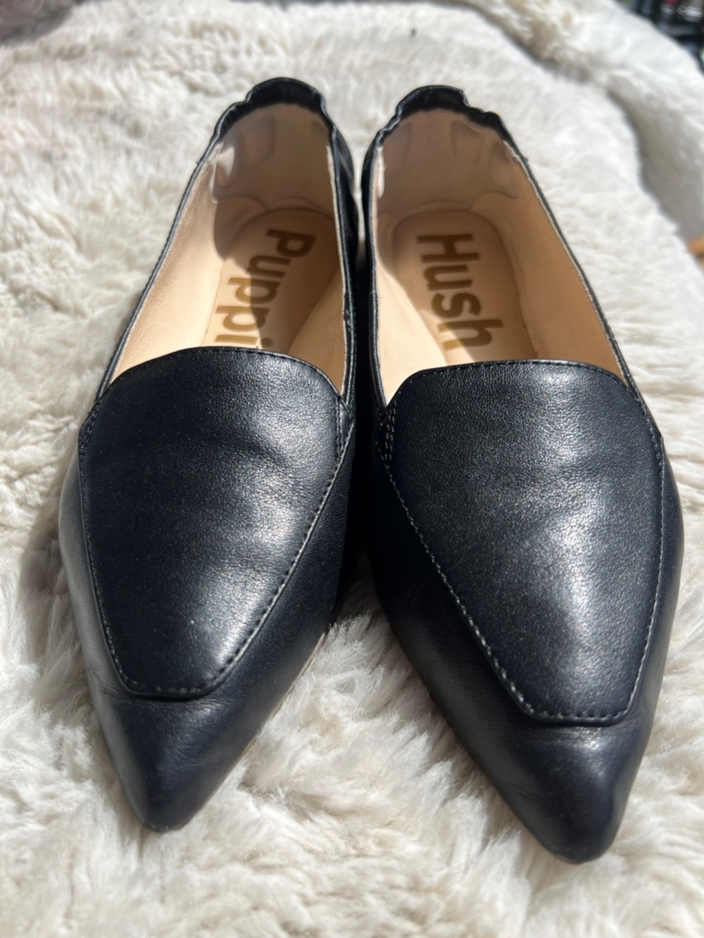 Hush Puppies Women’s Black Pointed Slip-On Loafers